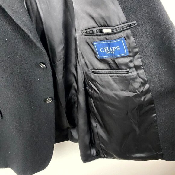 Chaps 100% Camel Hair Blazer Suit Jacket Men's Size 46R Black Single-Breasted - Picture 7 of 15